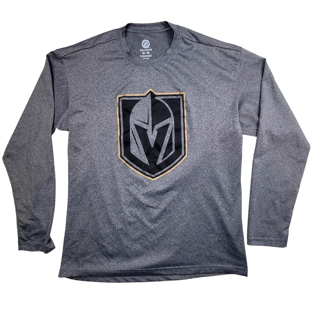 Las Vegas Golden Knights NHL Logo T Shirt Gray Medium Long‎ Sleeve - Calhoun